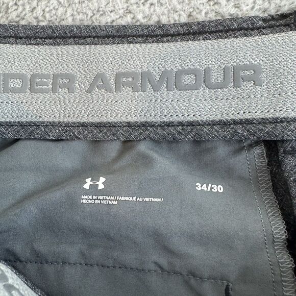 Under Armour Pants Mens 34x30 Grey‎ Golf Flat Front Casual Performance Showdown - Picture 7 of 11